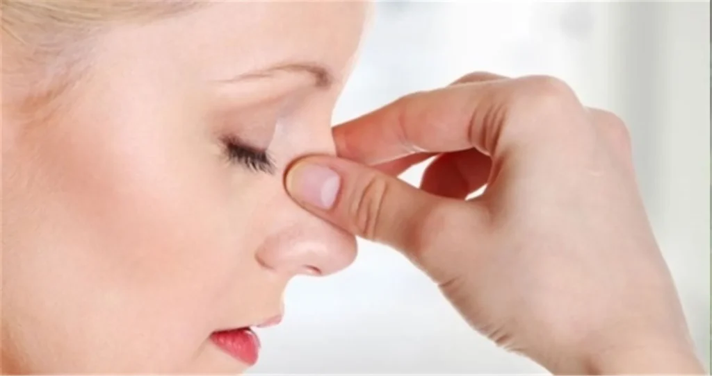 Blocked nose and nasal congestion affecting normal breathing